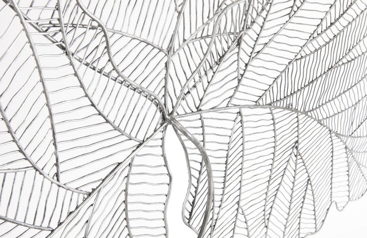 SwayLiving Tri Leaf Wall Art, Large, Metal, Silver/Black WALL ACCENTS