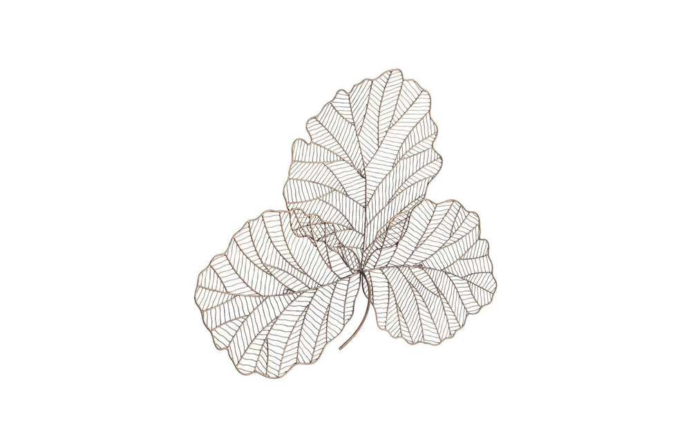 SwayLiving Tri Leaf Wall Art, Small, Metal, Copper/Black WALL ACCENTS