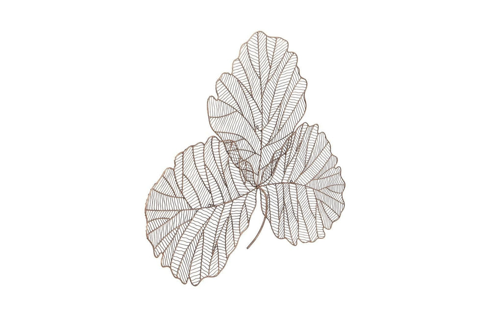 SwayLiving Tri Leaf Wall Art, Medium, Metal, Copper/Black WALL ACCENTS