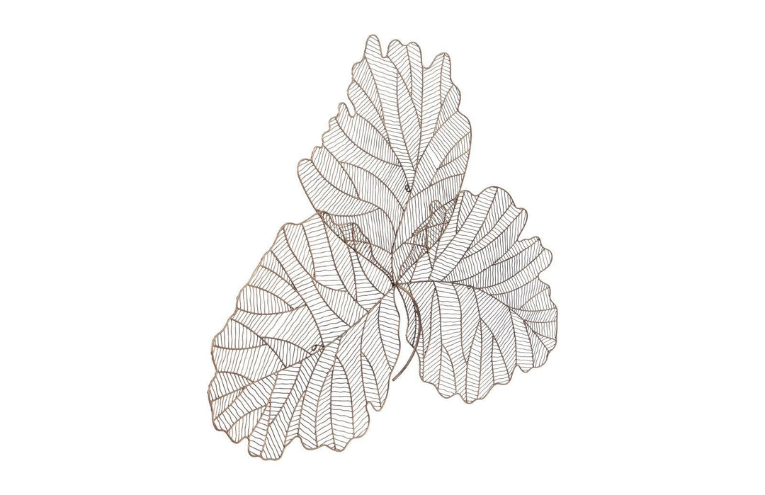 SwayLiving Tri Leaf Wall Art, Large, Metal, Copper/Black WALL ACCENTS