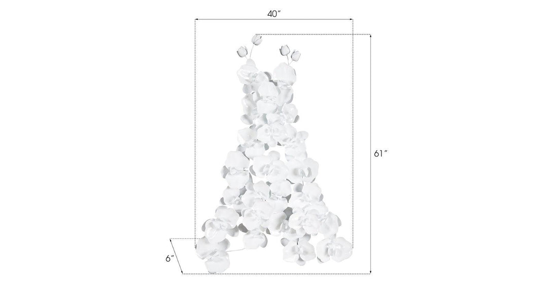 SwayLiving Orchid Dress Wall Art, Metal, White WALL ACCENTS
