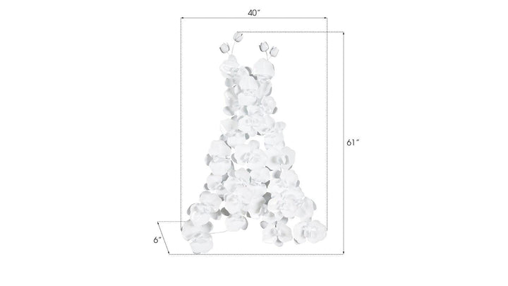 SwayLiving Orchid Dress Wall Art, Metal, White WALL ACCENTS