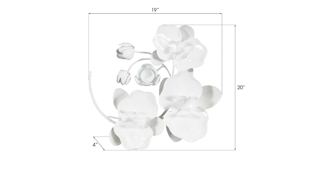 SwayLiving Orchid Sprig Wall Art, Small, Metal, White WALL ACCENTS