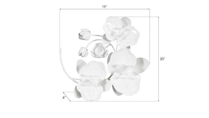 SwayLiving Orchid Sprig Wall Art, Small, Metal, White WALL ACCENTS