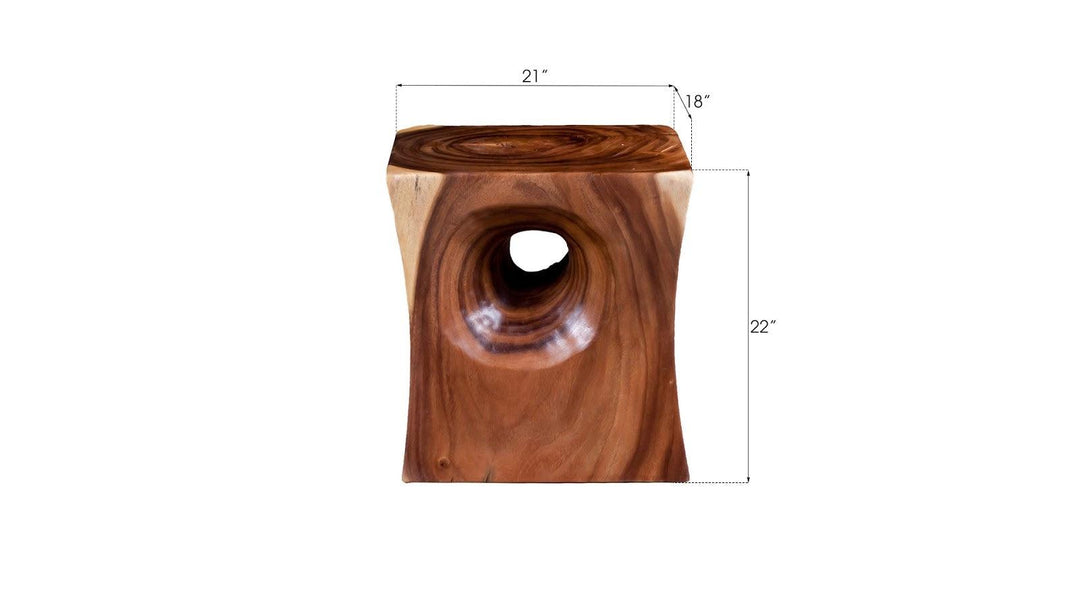 SwayLiving Peek a Boo Side Table, Chamcha Wood, Natural ACCENT TABLES