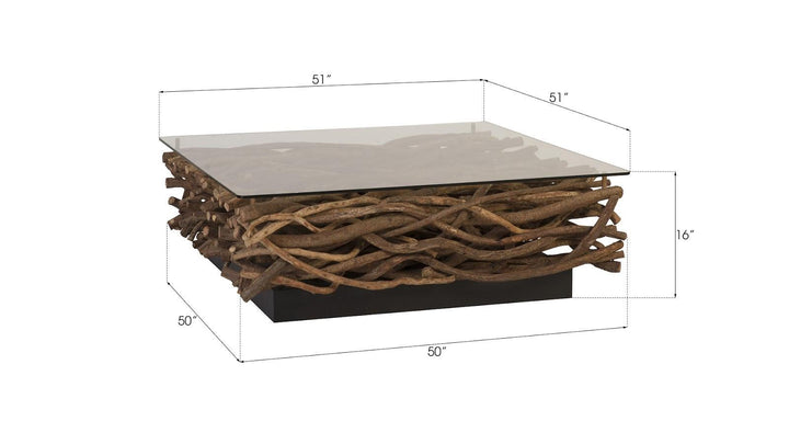 SwayLiving Vine Coffee Table, with Glass COFFEE TABLES