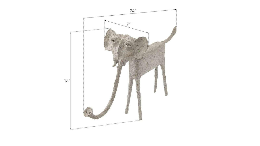SwayLiving Elephant, Sculpted Animal, Trunk Down, Paper Mache DECORATIVE OBJECTS