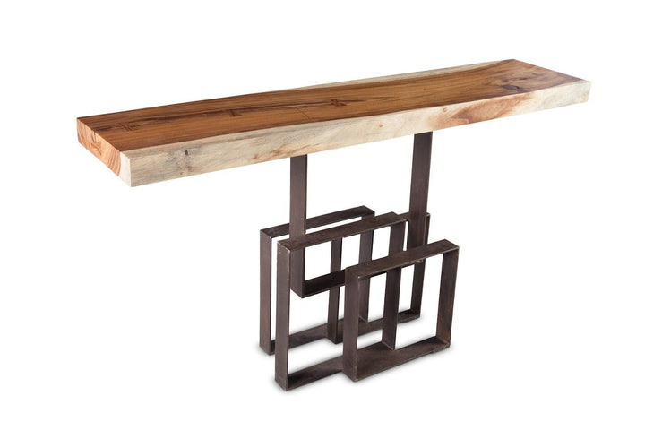 SwayLiving Score Console Table, Chamcha Wood, Iron Base CONSOLE TABLES