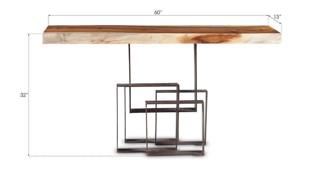 SwayLiving Score Console Table, Chamcha Wood, Iron Base CONSOLE TABLES