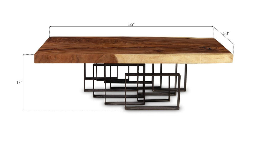 SwayLiving Score Coffee Table, Chamcha Wood, Iron Base COFFEE TABLES