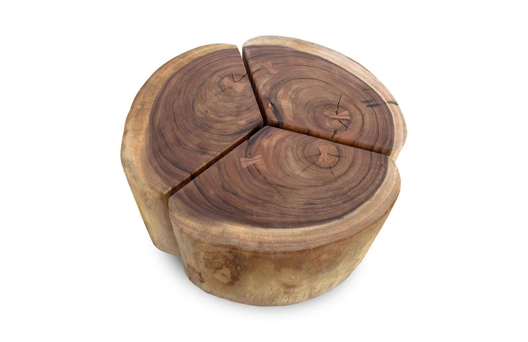 SwayLiving Clover Coffee Table, Chamcha Wood, Natural Finish, Metal Base COFFEE TABLES