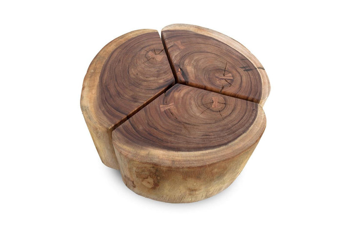 SwayLiving Clover Coffee Table, Chamcha Wood, Natural Finish, Metal Base COFFEE TABLES