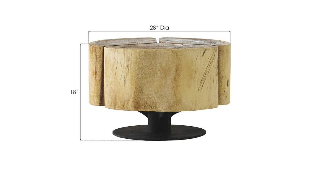 SwayLiving Clover Coffee Table, Chamcha Wood, Natural Finish, Metal Base COFFEE TABLES