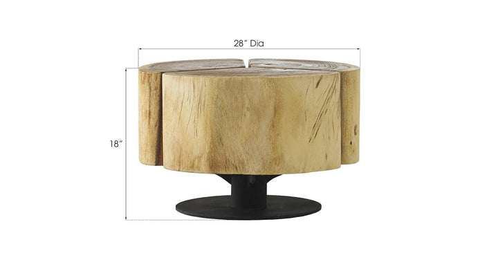 SwayLiving Clover Coffee Table, Chamcha Wood, Natural Finish, Metal Base COFFEE TABLES