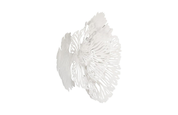 SwayLiving Flower Wall Art, Small, White, Metal WALL ACCENTS