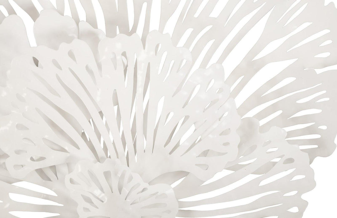 SwayLiving Flower Wall Art, Small, White, Metal WALL ACCENTS