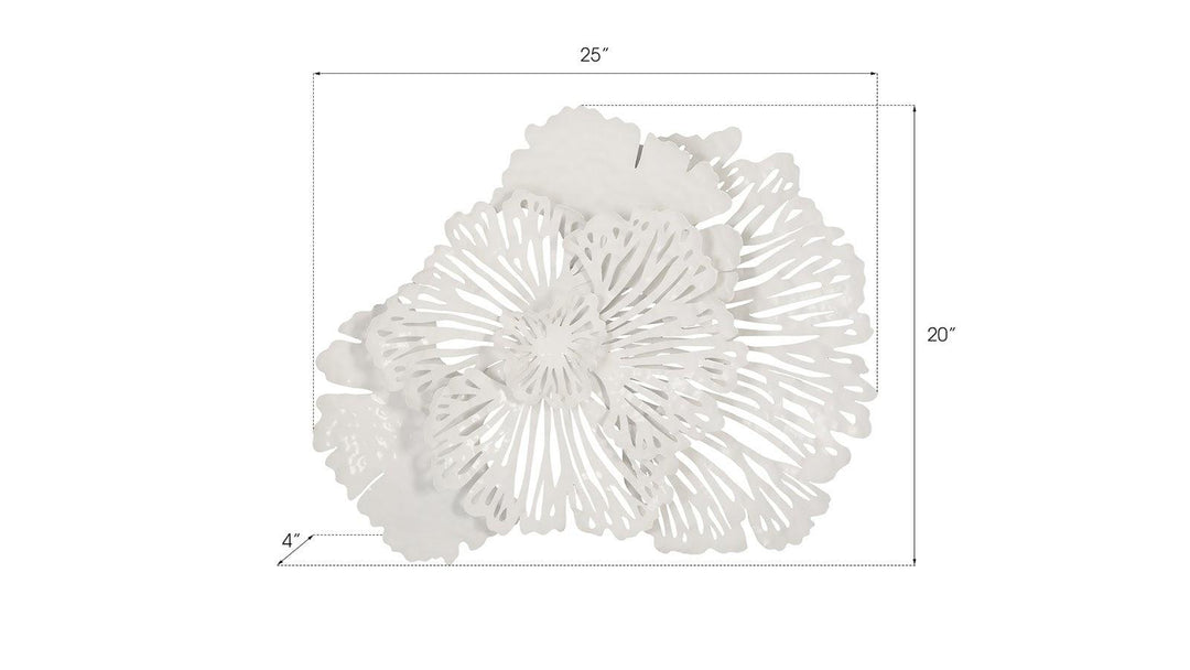 SwayLiving Flower Wall Art, Small, White, Metal WALL ACCENTS