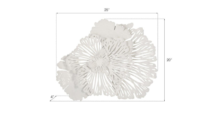 SwayLiving Flower Wall Art, Small, White, Metal WALL ACCENTS