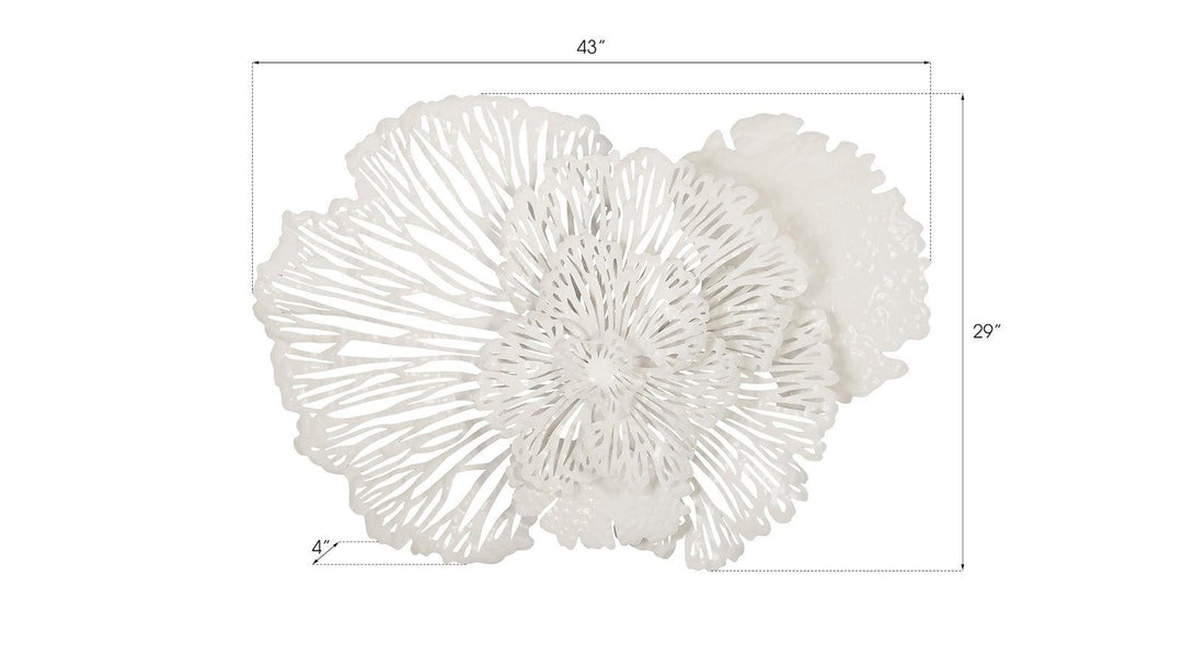 SwayLiving Flower Wall Art, Medium, White, Metal WALL ACCENTS