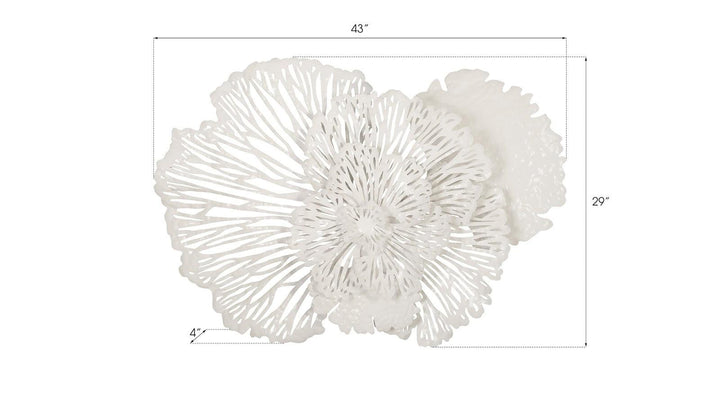 SwayLiving Flower Wall Art, Medium, White, Metal WALL ACCENTS
