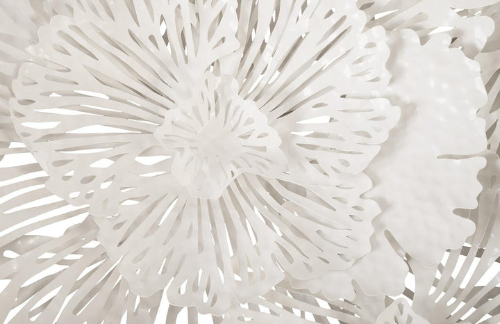 SwayLiving Flower Wall Art, Large, White, Metal WALL ACCENTS