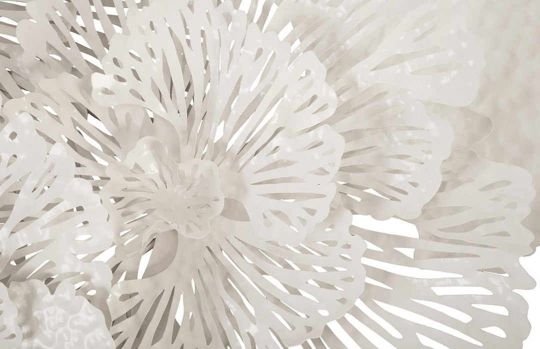 SwayLiving Flower Wall Art, Large, White, Metal WALL ACCENTS