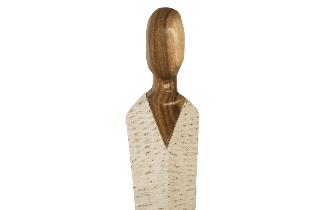 SwayLiving Vested Female Sculpture, Medium, Chamcha, Natural, White, Gold DECORATIVE OBJECTS
