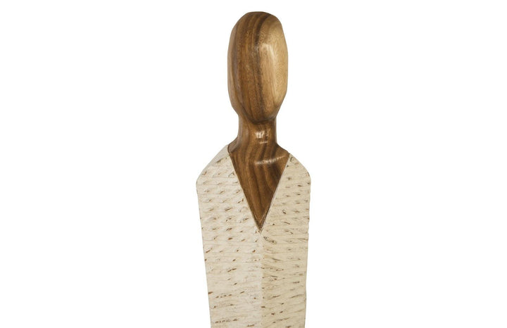 SwayLiving Vested Female Sculpture, Medium, Chamcha, Natural, White, Gold DECORATIVE OBJECTS
