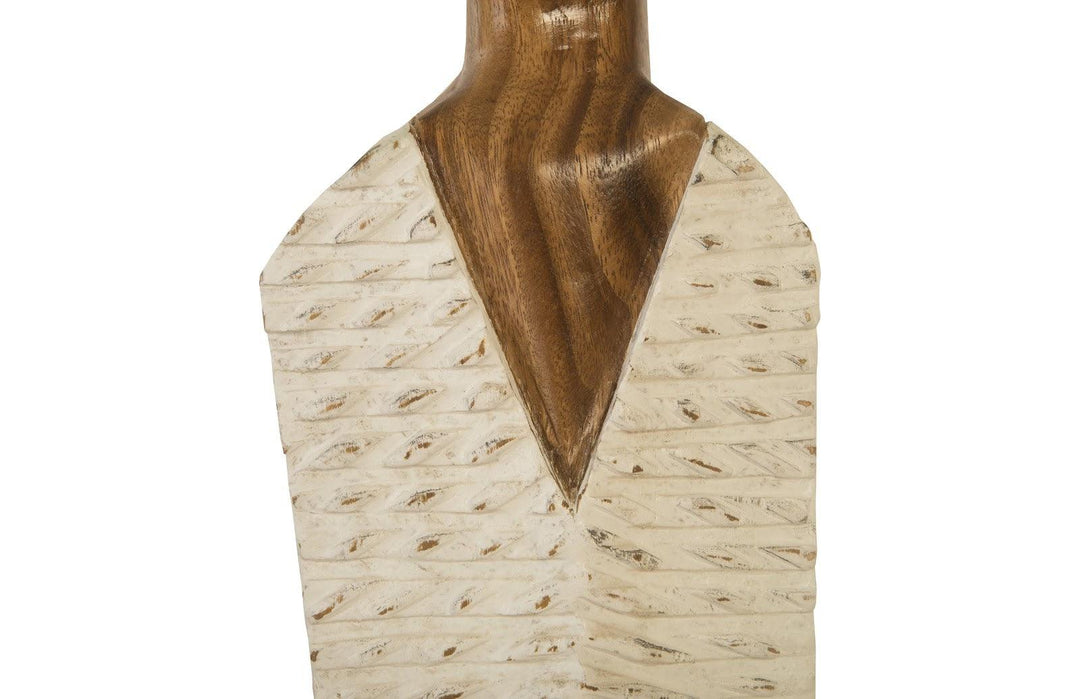 SwayLiving Vested Female Sculpture, Medium, Chamcha, Natural, White, Gold DECORATIVE OBJECTS
