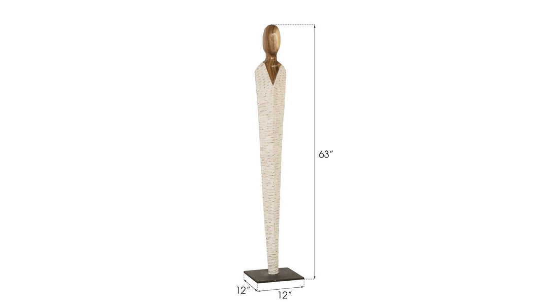SwayLiving Vested Female Sculpture, Medium, Chamcha, Natural, White, Gold DECORATIVE OBJECTS