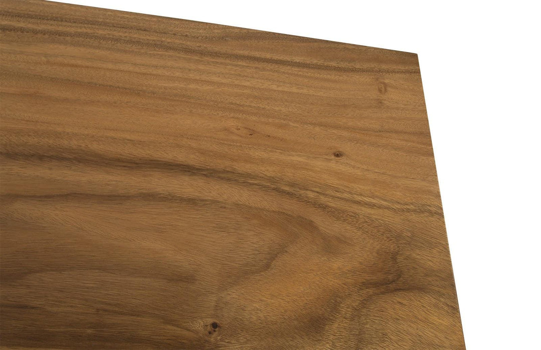 SwayLiving Iron Frame Standing Desk with Drawers, Chamcha Wood, Natural, Bar Height DESKS