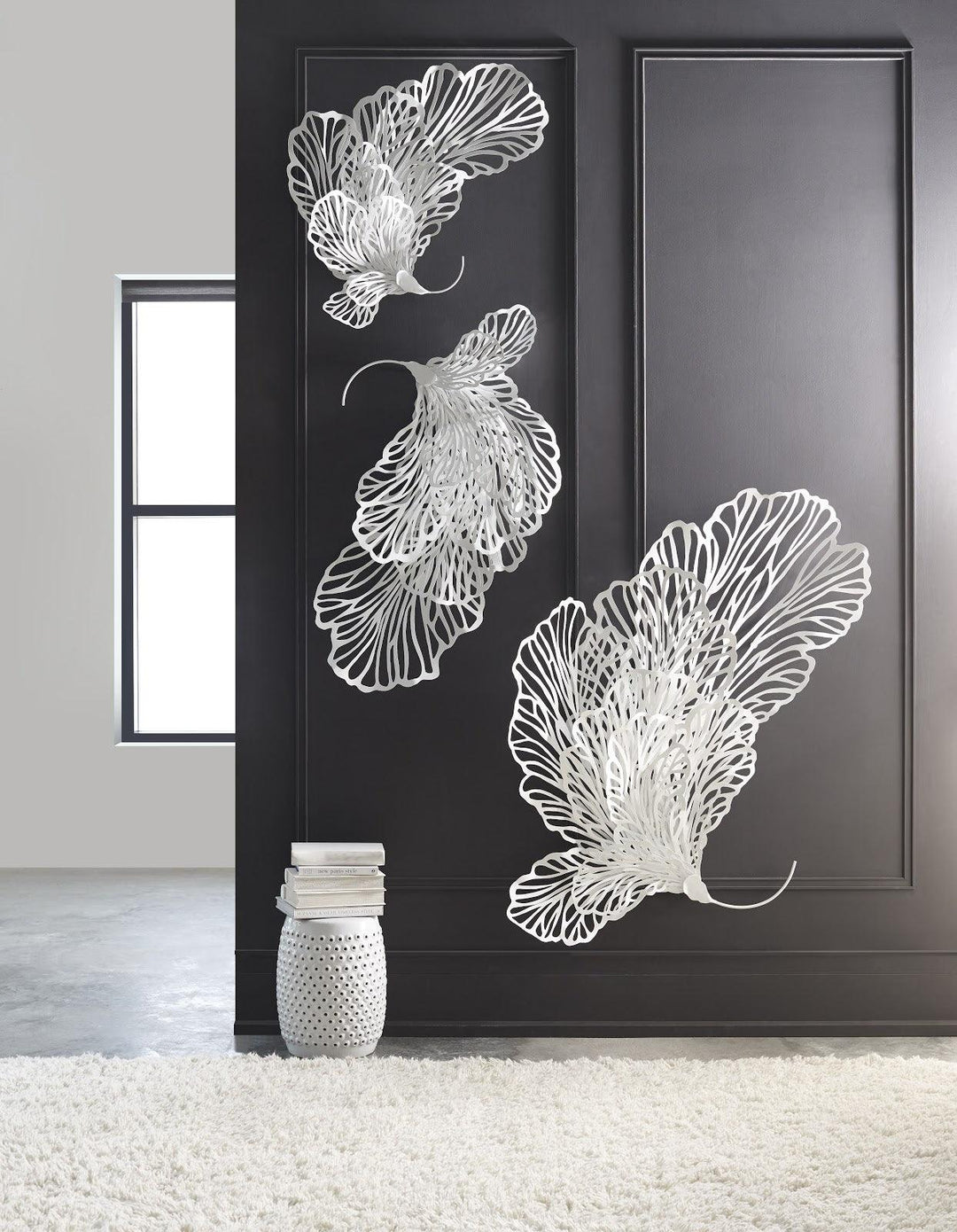 SwayLiving Butterfly Wall Art, White, SM WALL ACCENTS