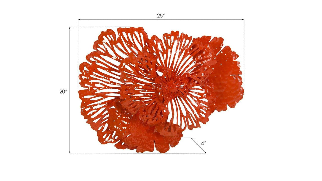 SwayLiving Flower Wall Art, Small, Coral, Metal WALL ACCENTS