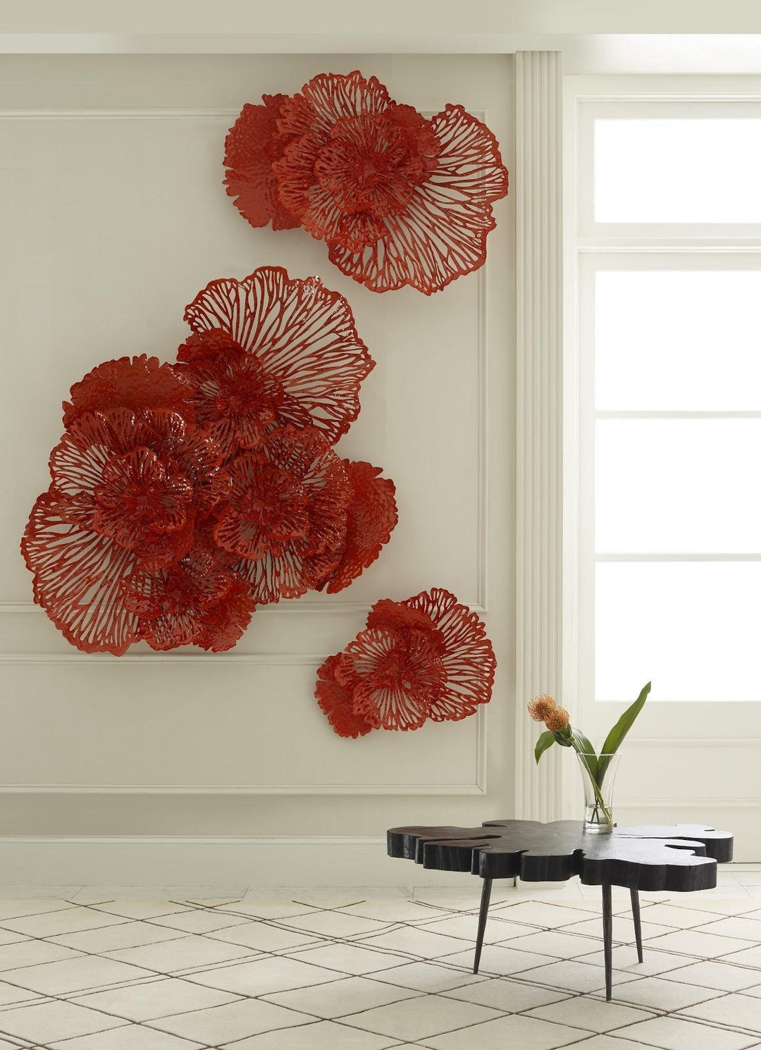 SwayLiving Flower Wall Art, Medium, Coral, Metal WALL ACCENTS
