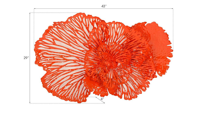 SwayLiving Flower Wall Art, Medium, Coral, Metal WALL ACCENTS
