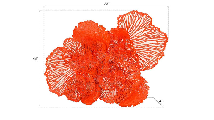 SwayLiving Flower Wall Art, Large, Coral, Metal WALL ACCENTS