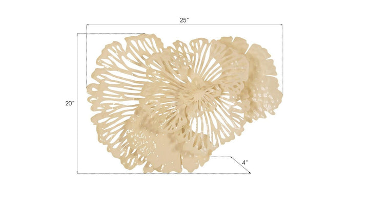 SwayLiving Flower Wall Art, Small, Ivory, Metal WALL ACCENTS