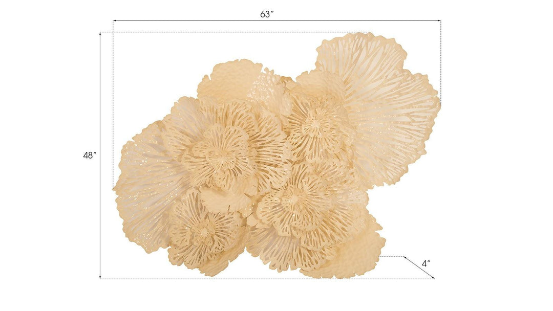 SwayLiving Flower Wall Art, Large, Ivory, Metal WALL ACCENTS