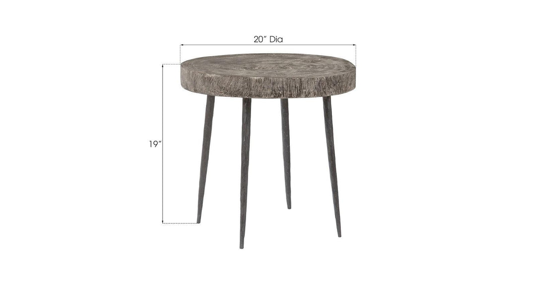 SwayLiving Crosscut Side Table, Gray Stone, Forged Legs ACCENT TABLES