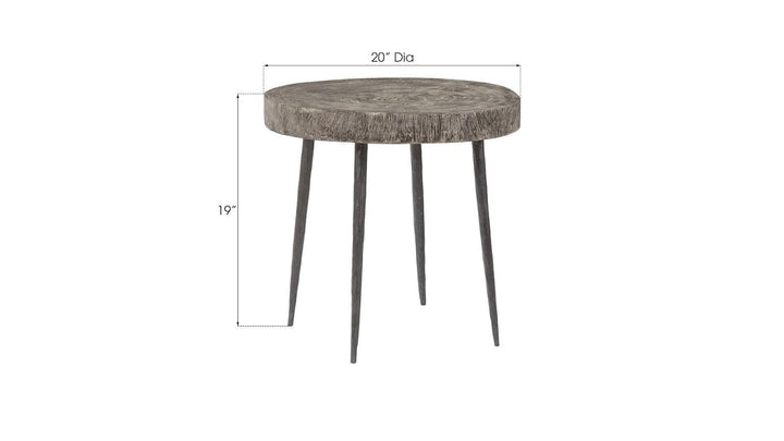 SwayLiving Crosscut Side Table, Gray Stone, Forged Legs ACCENT TABLES