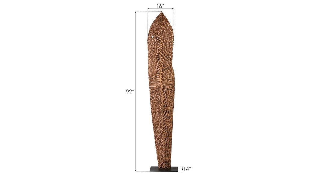 SwayLiving Carved Leaf on Stand, Copper Leaf, XL DECORATIVE OBJECTS