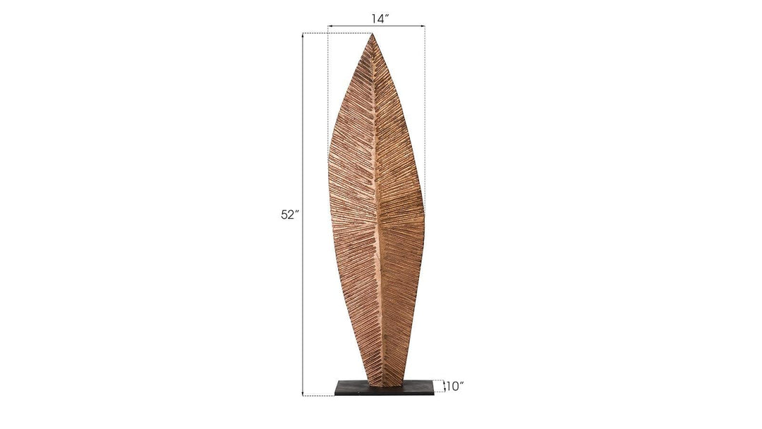 SwayLiving Carved Leaf on Stand, Copper Leaf, MD DECORATIVE OBJECTS