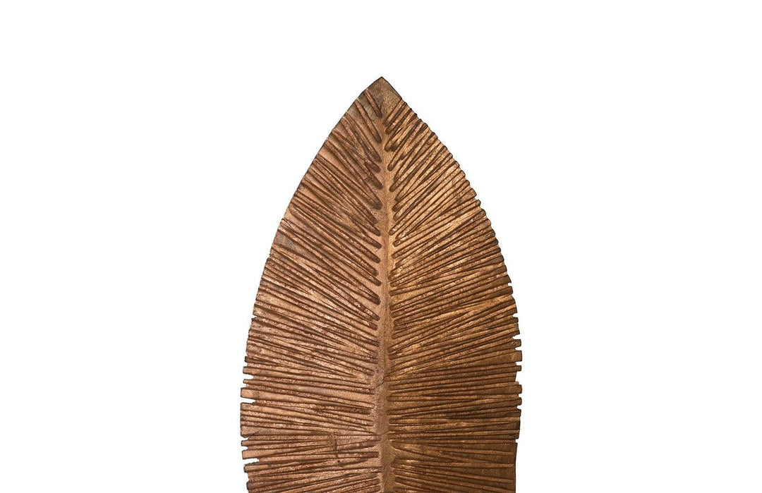 SwayLiving Carved Leaf on Stand, Copper Leaf, SM DECORATIVE OBJECTS