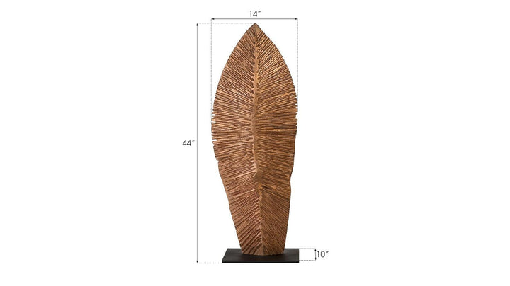 SwayLiving Carved Leaf on Stand, Copper Leaf, SM DECORATIVE OBJECTS