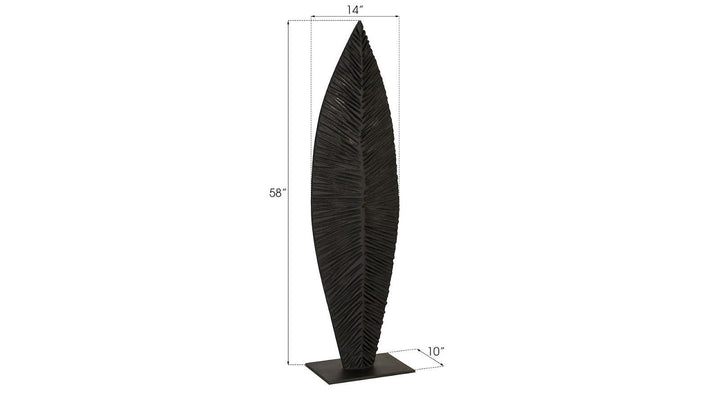 SwayLiving Carved Leaf on Stand, Burnt, MD DECORATIVE OBJECTS