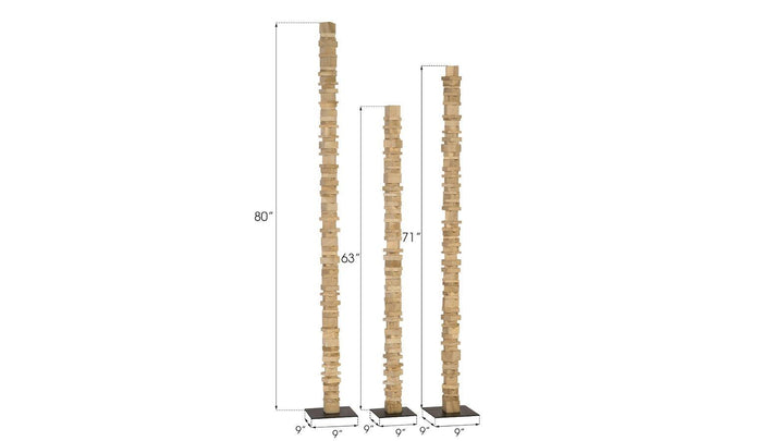 SwayLiving Stacked Wood Floor Sculptures, Bleached, Set of 3 DECORATIVE OBJECTS