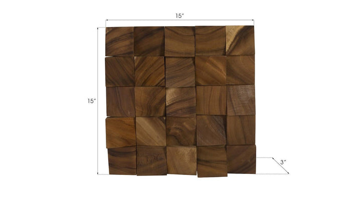 SwayLiving Blocks Wall Tile, Chamcha Wood, Natural WALL ACCENTS