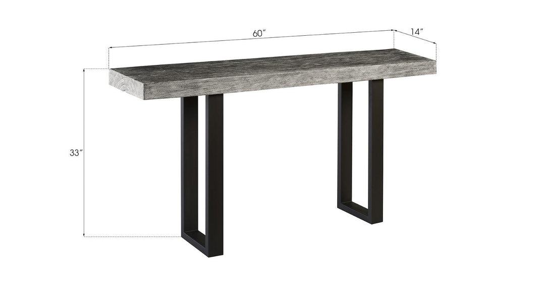 SwayLiving Origins Straight Edge Console Table, Metal U Legs, Gray Stone Finish CONSOLE TABLES