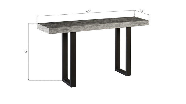 SwayLiving Origins Straight Edge Console Table, Metal U Legs, Gray Stone Finish CONSOLE TABLES