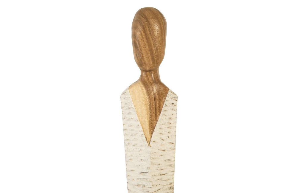 SwayLiving Vested Female Sculpture, Small, Chamcha, Natural, White, Gold DECORATIVE OBJECTS